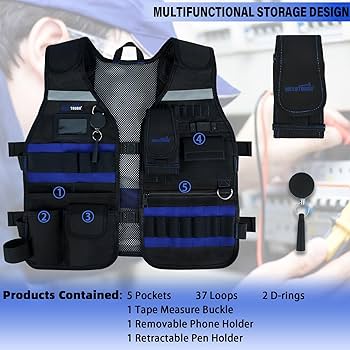 MELOTOUGH Tool Vest Safety Work Vest with Adjustable Straps